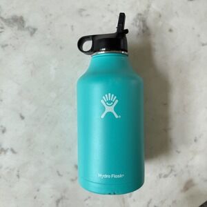 Hydro Flask 64 oz Wide Mouth Mint Green Water Bottle with Straw Lid